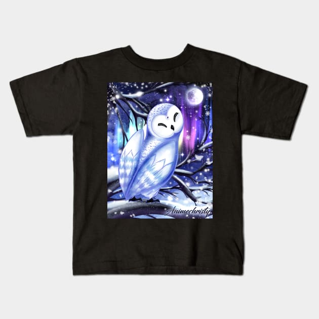 Snowy Owl Kids T-Shirt by Animechristy